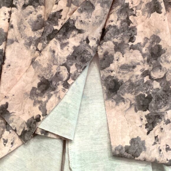 Robert Rodriquez Dress Open Back V-neck Uneven Hem Victorian Floral Pink Grey 2 - Picture 6 of 16